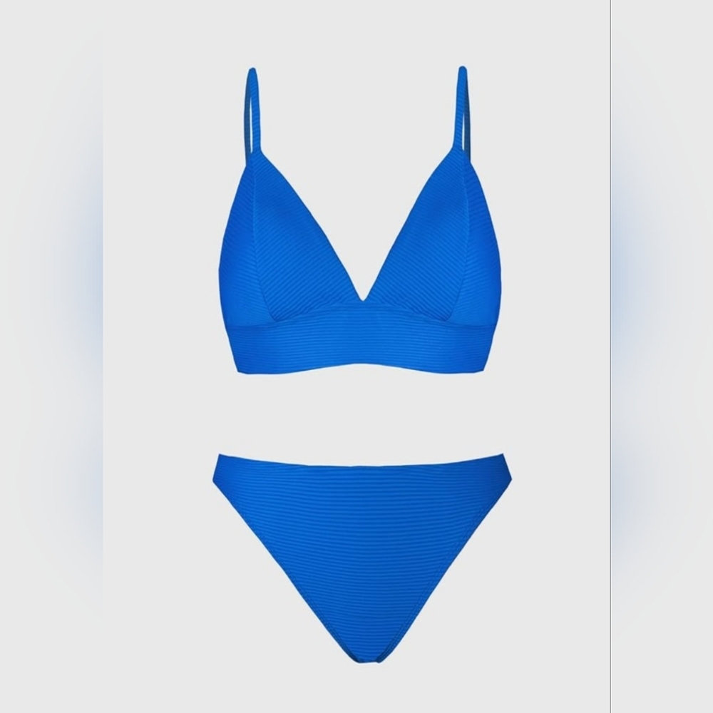 Cupshe Vibrant Blue Ribbed Bikini Set Size Large